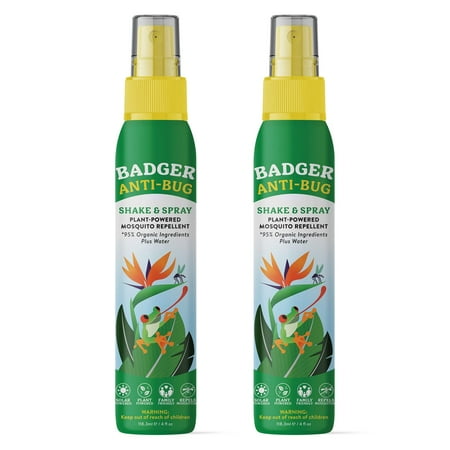 Badger Bug Spray Non-DEET Mosquito Repellent with Citronella & Lemongrass Natural Bug Spray for People Family Friendly Bug Repellent 4 fl oz (2 Pack)