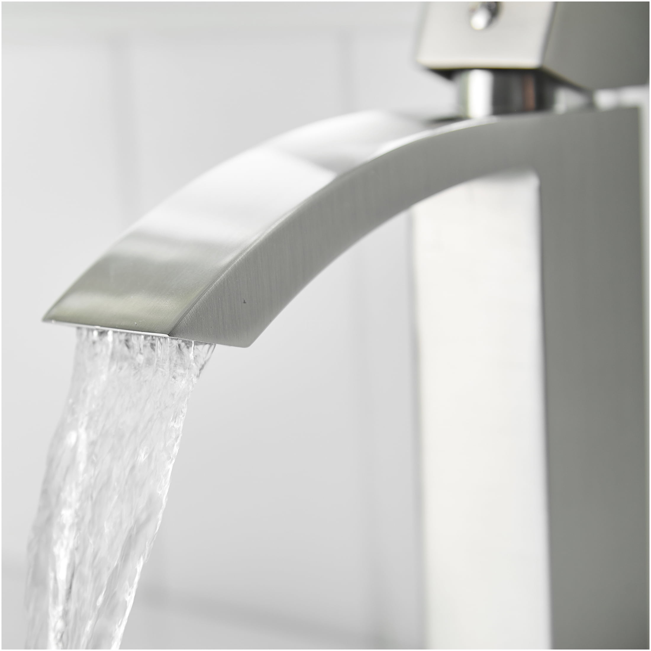 JERFIT Modern Single Handle Bathroom Sink Faucet, Brushed Nickel Waterfall Single Hole Vanity Basin Faucet with Ceramic Cartridge