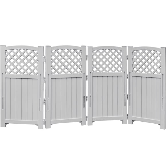 Homall Outdoor Patio 4 Panel Screen Enclosure,Plastic Privacy Screens, Air Conditioner Fence Panels, Trash Can Fence for Garden,Gray