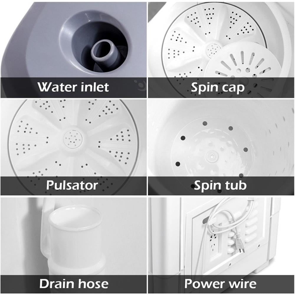 Pemberly Row Portable Mini Compact Twin Tub 20Lbs Total Washing Machine White