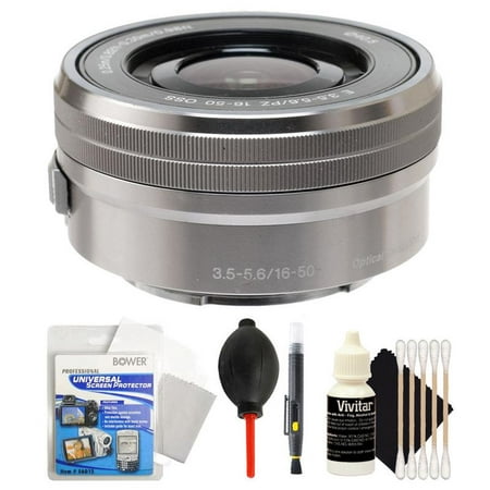 Sony SELP1650 16-50mm F/3.5-5.6 PZ OSS Lens Silver with Cleaning Kit for Sony A6000 and