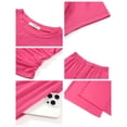 thumbnail image 5 of UVN Summer 2 Piece Outfit Set for Women Ruched Short Sleeve Tops and Wide Leg Pants with Pockets Casual Tracksuit Sets Ladies Loungewear, 5 of 8