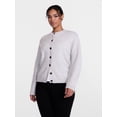 thumbnail image 2 of Scenario Women's Crewneck Cardigan with Patch Pockets, Lightweight, Sizes XS-XXXL, 2 of 6