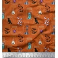 thumbnail image 1 of Soimoi Satin Silk Fabric Ghost,Skull & Witch Halloween Fabric Prints by Yard 42 Inch Wide, 1 of 1
