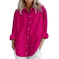 thumbnail image 2 of Red Womens Blouses Womens Daily Casual Linen Shirts Long Sleeve Shirts Tops Casual Blouses Loose Fit Shirt Ladies Tops and Blouses, 2 of 6