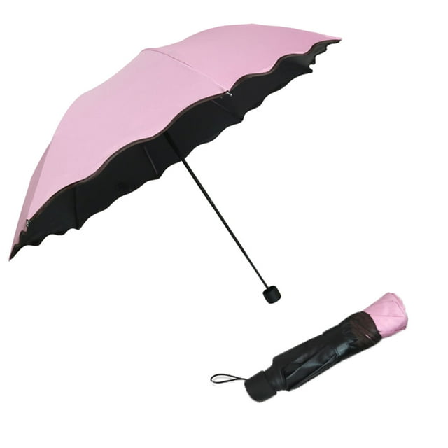 unbranded Sombrilla Plegable Rosa Con Protección Uv Y Visual Floral Para Protección El Sol
