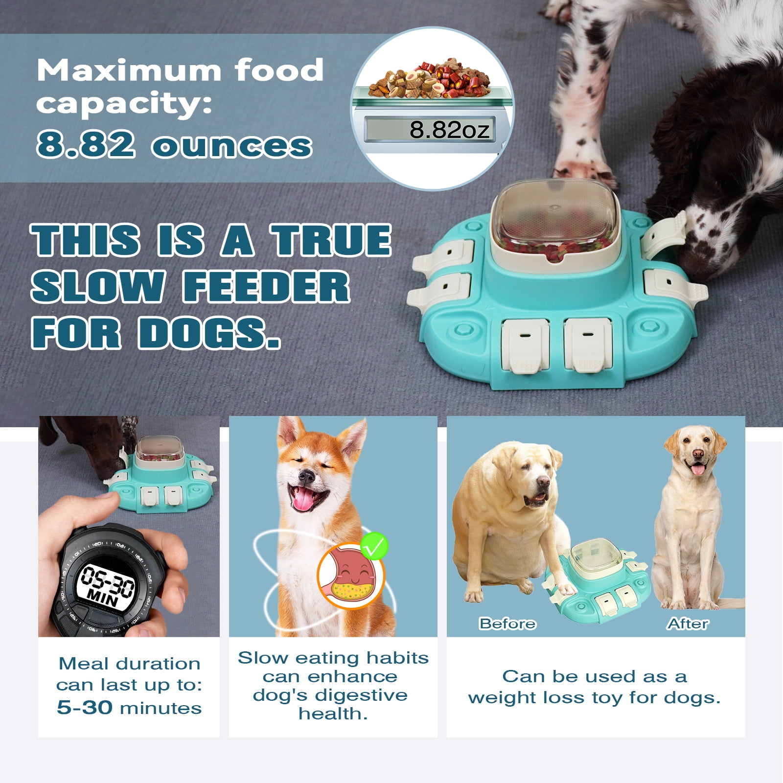 Feeding Vessels Puzzle Interactive IQ Training & Mental Stimulating Dog Enrichment Toy, Blue