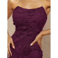thumbnail image 6 of Maroon 3D Floral Lace Strapless Sheath Maxi Dress For Evening, 6 of 21