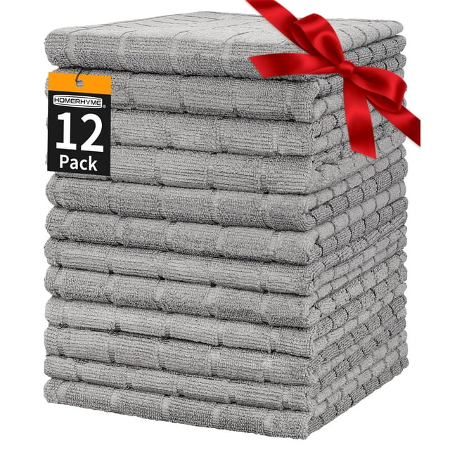 Toallas de mano HOMERHYME de microfibra, paquete de 12 unidades, 25 x 15 cm, color gris