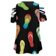thumbnail image 5 of Colorful Flip Flops Womens Summer V Neck Zipper Top Short Sleeve T Shirt Off Shoulder Top Casual Classy Loose Shirts, 5 of 7