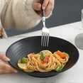thumbnail image 6 of Eolstice Deep Plate, Matte Black Ribbed Texture Plastic Dinner Plate, Lightweight Unbreakable Deep Bowl for Pasta Soup Salad, Household Tableware for Daily Use,Black, 6 of 6