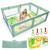 Renfox 79x59Inch Extra Large Kid Baby Playpen Baby Playard Infant Children Play Game Fence for Indoors Outdoors Home (Green)