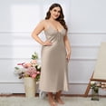thumbnail image 2 of Nfurl Women's Long Satin Nightgowns Loose Fit Lace Trim V Neck Spaghetti Strap Night Dress Elegant Chemise for Women Ladies Nightgown Beige XL, 2 of 6