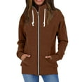 thumbnail image 6 of Hontri Women's Fleece Jackets & Coats, Women Autumn Winter Long Sleeve Fleece Warm Hoodless Stand Collar Solid Color Zip Jacket Green M, 6 of 8