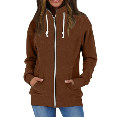 

HSMQHJWE Women S Oversized Jacket Full Zip Fleece For Women Women Autumn Winter Long Sleeve Fleece Warm Hoodless Stand Collar Solid Color Zip Jacket Scrub Sweatshirts Women