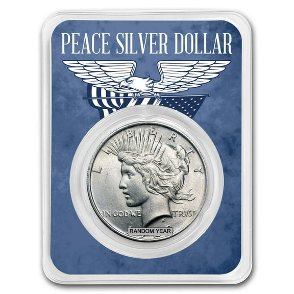 1922-1925 Peace Silver Dollar BU - w/Eagle Wings Card