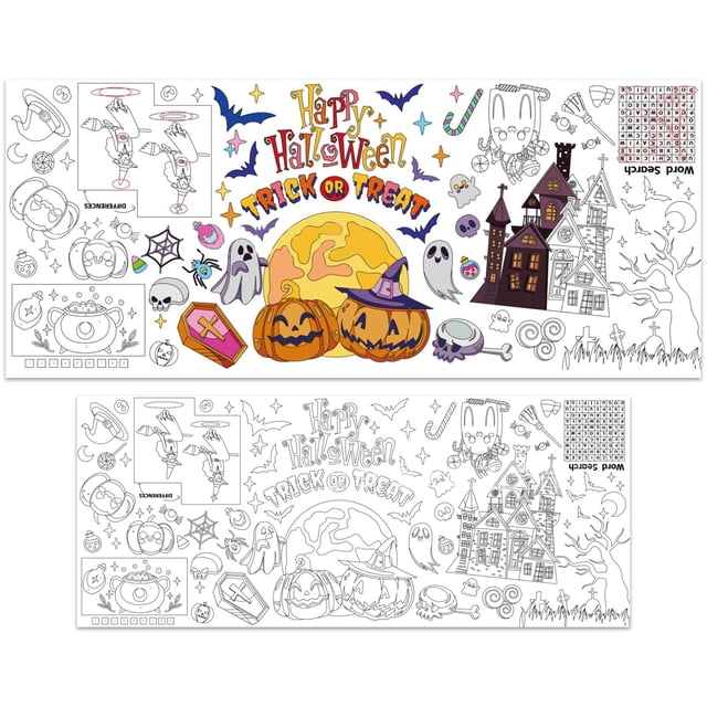 Halloween Giant Coloring Poster Tablecloth Large Coloring Poster for Boys Girls 72x30 Inches Jumbo Coloring Halloween