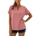 thumbnail image 5 of Turilly Women's Bohemian Lace Front Tops Short Sleeve V-Neck Casual Loose Fit Summer Tee for Women, 5 of 5