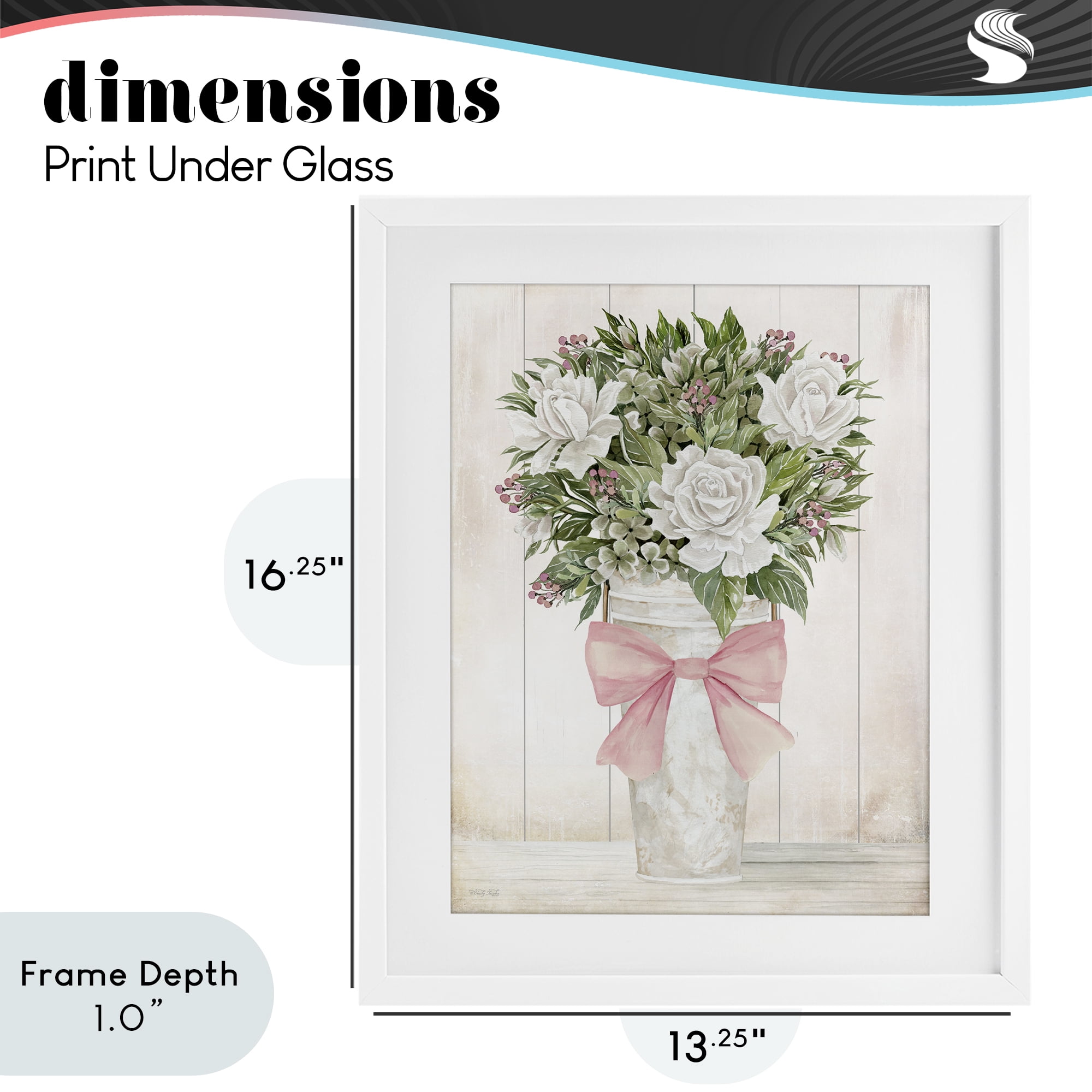 Stupell Industries Pretty In Pink Roses & Bow White Framed Print Under Glass, design by Cindy Jacobs
