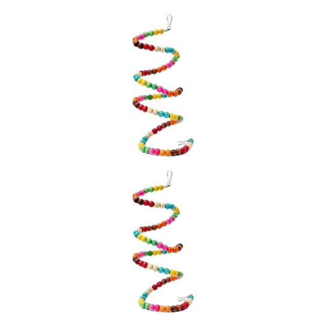 Billuyoard Juguetes para pájaros, cuerda Multicolor colgante, cuentas de madera, jaula para columpio, escalera en para pájaros, Color aleatorio 100cm 2piezas