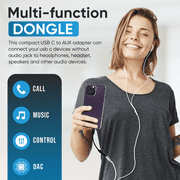 USB C to 3.5mm Audio Adapter Type C to Headphone Aux Jack Dongle 24bit/96kHz HiFi DAC Cable Cord Compatible with Smartphones, Black