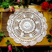 WUXIAB Cotton Handmade Crochet Lace Tablecloth,Lace Doilies Doily Round Lace Placemats,hand-crocheted lace doily,Crochet Placemat,Round Doilies Doily,for souvenir,gift,collectible,desk,sofa