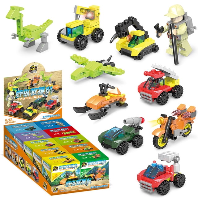 Juguete de bloques de construcción para niños, ensamblaje de partículas pequeñas, rescate al aire libre, 10 cajas (Xiaomingxing 52007), caja