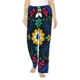 thumbnail image 2 of Picia Colorful Mexican Flower Womens Soft Woven Cotton Elastic Waistband Sleep Pajama Pant Lounge Sleep Pant With Pockets And Drawstring-Medium, 2 of 9