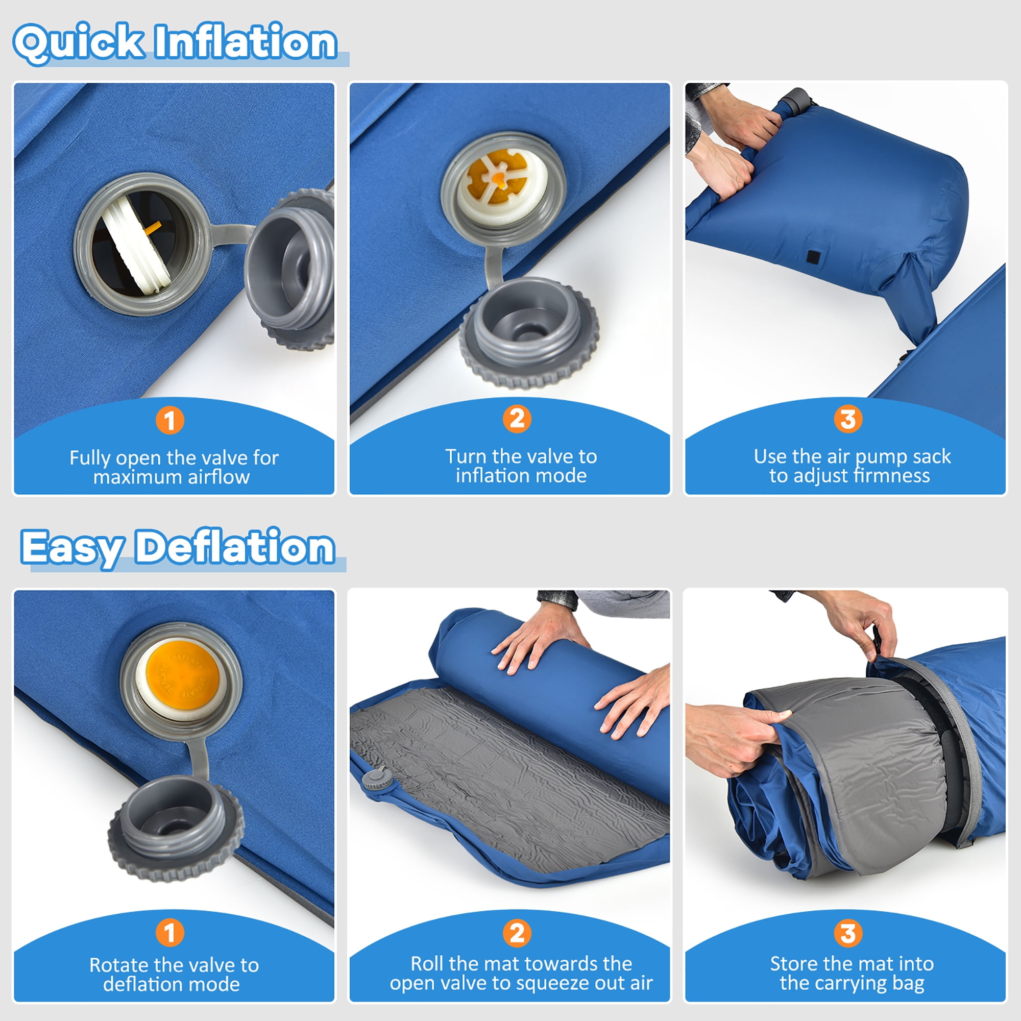 Matelas Camping GOPLUS Mousse Mémoire Forme - Pliable Et Imperméable - 188x78/92cm - Sac Transport