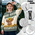 thumbnail image 6 of COEQINE Trendy Loose Fit Quarter Zip Sweatshirt for Girls, Long Sleeve Pullover Tops with Collar, Casual Oversized Sweatshirt for Teens Kids 7-8 Years, Highland Cow American Tribal Sunflower, 6 of 7
