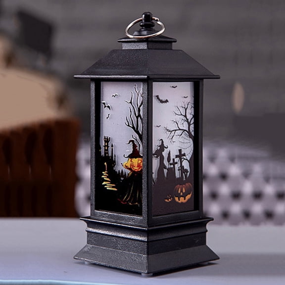 Clearance Under $5 Flameless Halloween Hanging Lantern, Vintage Glass Candle Holder for Graveyard Party