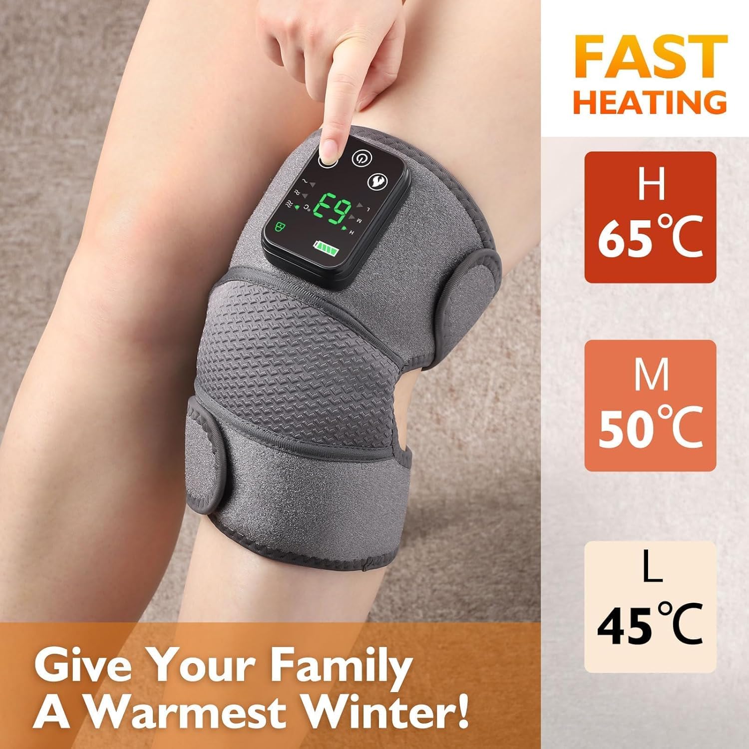 Heated Knee Massager for Pain Relief, Portable Knee Brace with Heat to Keep Knee Warms, Knee Heating Pad for Shoulder Elbow Knee 3 in 1 with Vibration