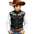 thumbnail image 4 of PRfgtbd Festival Shirts for Kids Boys Western Cowboy Shirt Printed Button Down Long Sleeve Shirts Holiday Casual Tops For Children Wear 6-7 Years, 4 of 4
