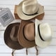 thumbnail image 2 of Sombrero de ala ancha para hombre, de verano, de paja, plegable, para playa, para adultos (beige), 2 of 3