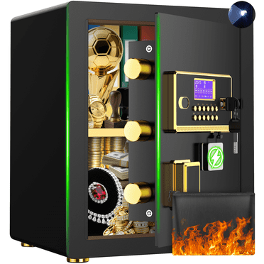 SYSENFO 3.0 Cuft Large Security Safe Box, Digital Keypad Lock, Built-in Alarm System & Fireproof Bag, Home & Office Safe for Cash, Valuables (Black)