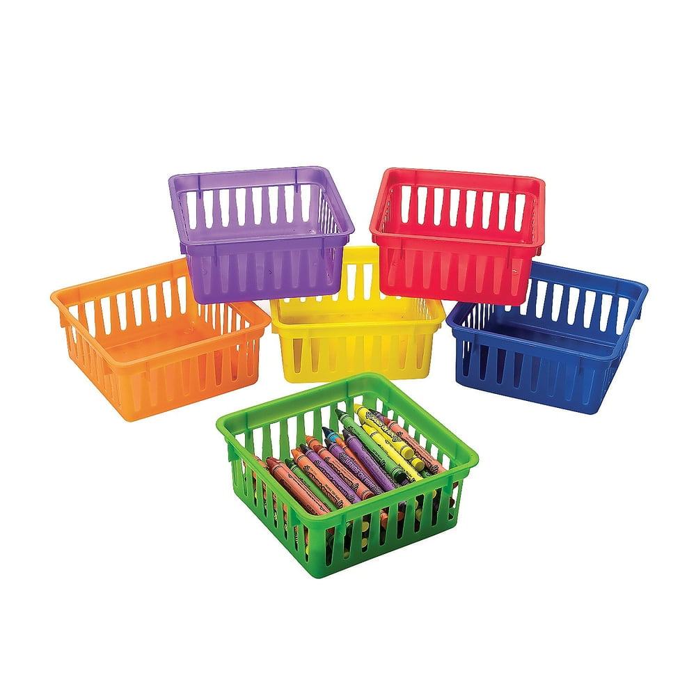Classroom Small Square Plastic Basket Educational 6 Pieces