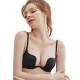thumbnail image 2 of Women's Essentials Deep U Multi-Way Push Up Convertible Low Cut Plunge Bra(Black,38C), 2 of 6