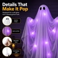 thumbnail image 2 of Ayieyill Halloween Ghost Decor with Warm Purple LED Light, 47” Light up Hanging Ghost Halloween Yard Porch Decorations Outdoor, 2 of 7