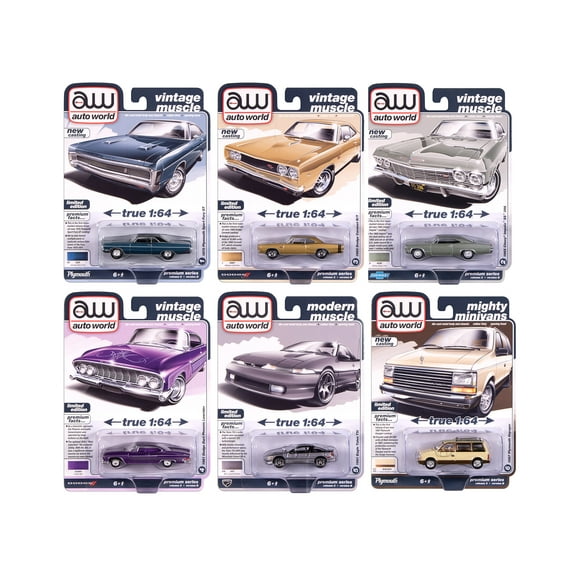 Auto World Premium 2025 Release 2 Set B of 6 pieces 1/64 Diecast Model Cars by Auto World