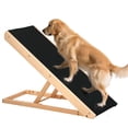 thumbnail image 1 of Foldable Dog Ramp for Bed & Couch - Adjustable Pet Ramp with Carpet | Large Dogs & Cats | Natural Pine Wood | Easy Storage | 35.4" L, 1 of 7