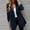 Navy, variant on EGNMCR Womens Blazer Jackets, Long Sleeve Lapel Open Front Pockets, Fashion Women Business Attire Solid Color Stitching Plaid Printed Long Sleeve Cardigan Coat Top Women Coat
