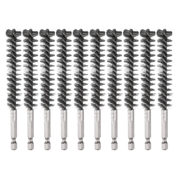 Uxcell 10Pcs 304 Stainless Steel Bore Brush 14mm Dia 4.5" Long Cleaning Twisted Wire Brush for Tubes and Bearings