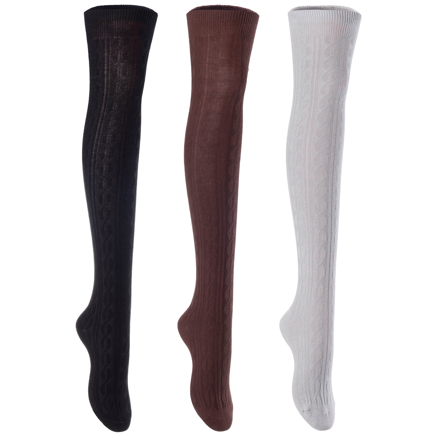 AATMart - 3 Pairs Awesome Women Thigh High Cotton Boot Socks. Durable Knee High Socks, Perfect 