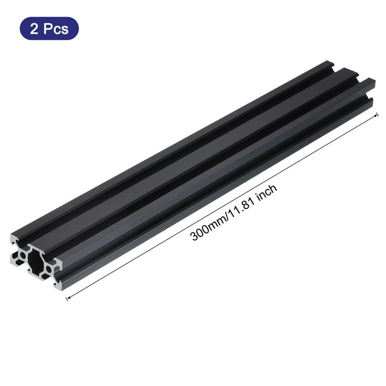 2 Pcs 2040 V Slot Aluminum Extrusion 300mm(11.81 Inch) Black
