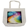thumbnail image 1 of Magic Shopping Bag, Psychedelic Open Book of s on Gradient Rainbow Color Floral Background, Eco-Friendly Reusable Bag for Groceries Beach and More, 15.5" X 14.5", Cream, by Ambesonne, 1 of 2