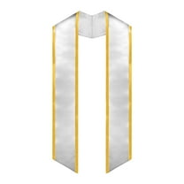 Endea Graduation White/Gold Plain Graduation Stole with Trim Color Angled End
