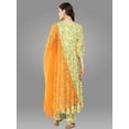 thumbnail image 5 of Janasya Women's Yellow Moss Digital Floral Printed Pant Set with Scarf, 5 of 6