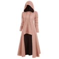 thumbnail image 2 of LEKODE cloak with sleeves renaissance cloak medieval cloak christmas cape Womens Fashion Hooded Plus Size Vintage Cloak High Low Sweater Blouse Tops Pink 4XL, 2 of 7