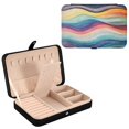 thumbnail image 2 of Leather Jewelry Box Rectangular 8.27x5.5x1.78In Travel Jewelry Storage Earrings Necklace Bracelet Watch Brooch Storage Color Curved Wave, 2 of 8