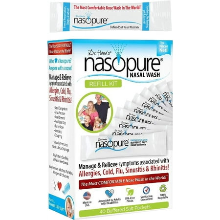 Dr Hana's nasopure nasal wash refill kit Manage and relieve symptoms associated with Allergies, cold, flu, sinusitis and rhinitis 40 salt packets